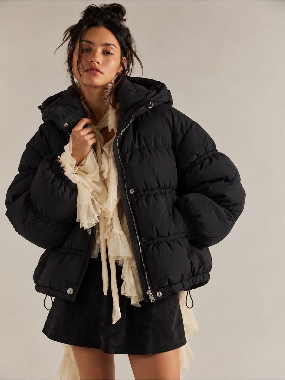 Free People Party Of One Solid Puffer Jacket NWOT